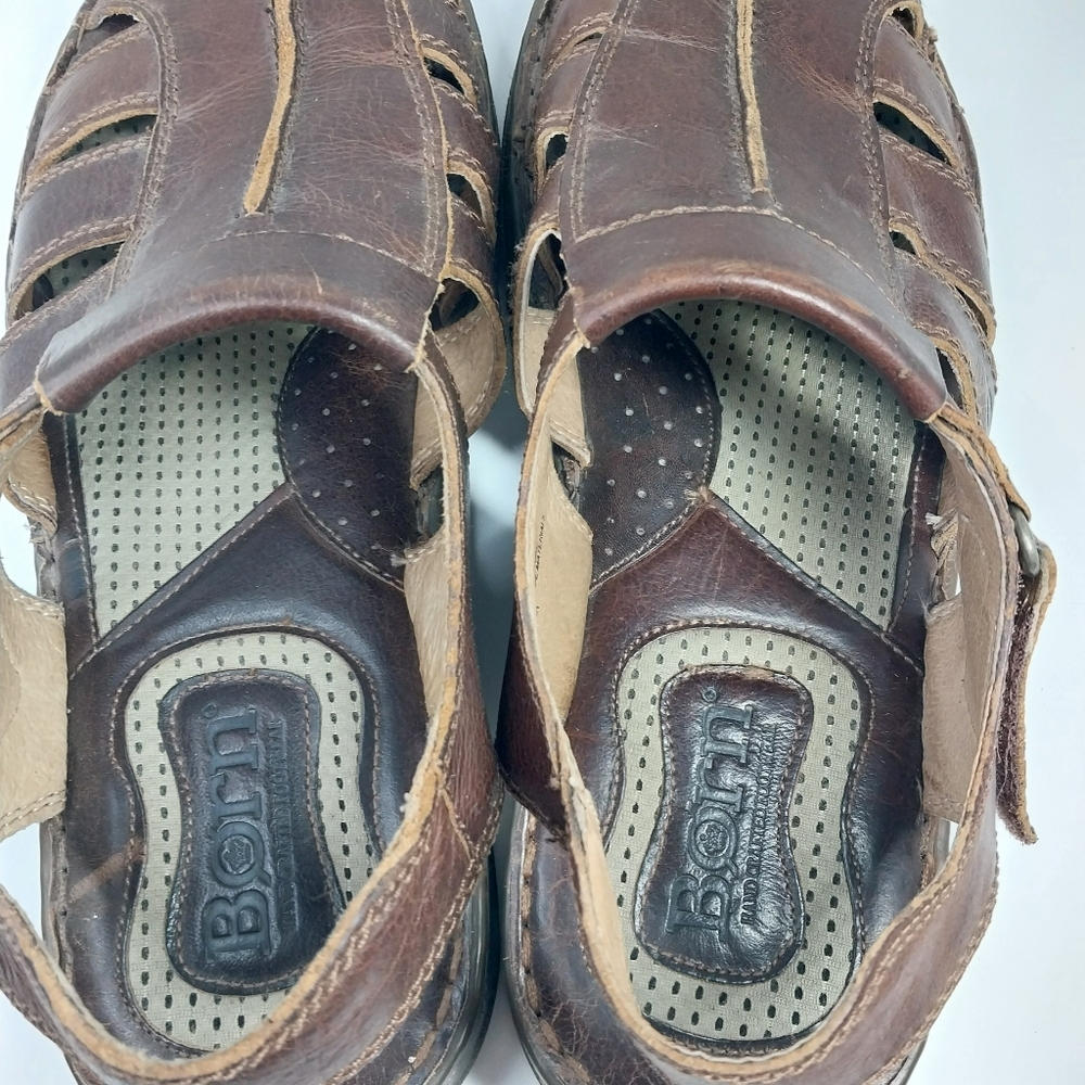 Born Sandals Mens 13 M Brown Leather Fisherman Comfort Slingback Adjustable - Picture 9 of 15